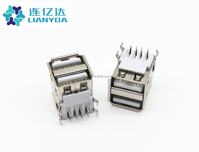 USB 2.0 AF 雙層90° L=17.6