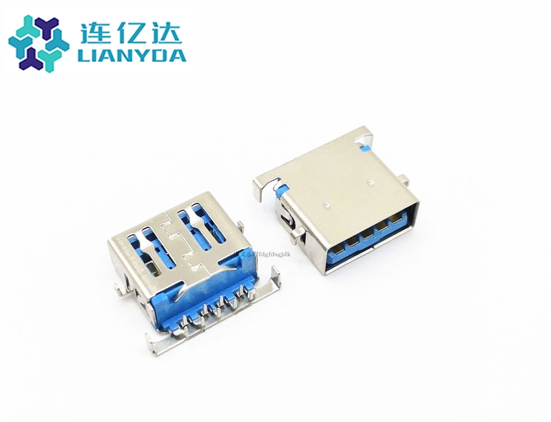 USB 3.0 AF 沉板 雙排端子90°  外擴魚叉腳 板上1.86